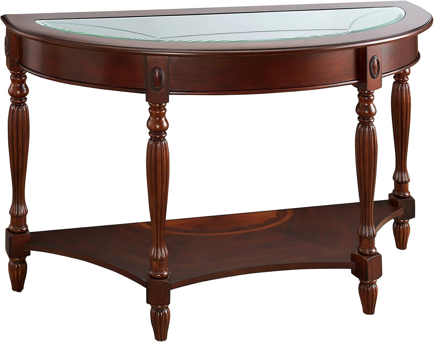 Walnut Solid Wood Semi-Circle Console Table with Drawer R620